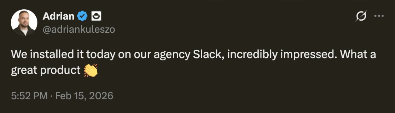 Social proof post by Adrian