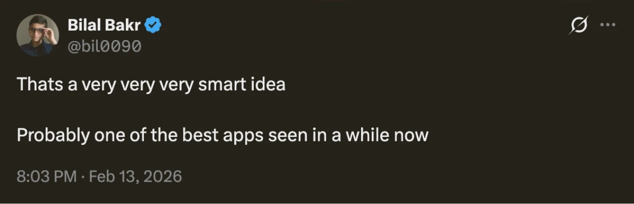 Social proof post by Bilal Bakr