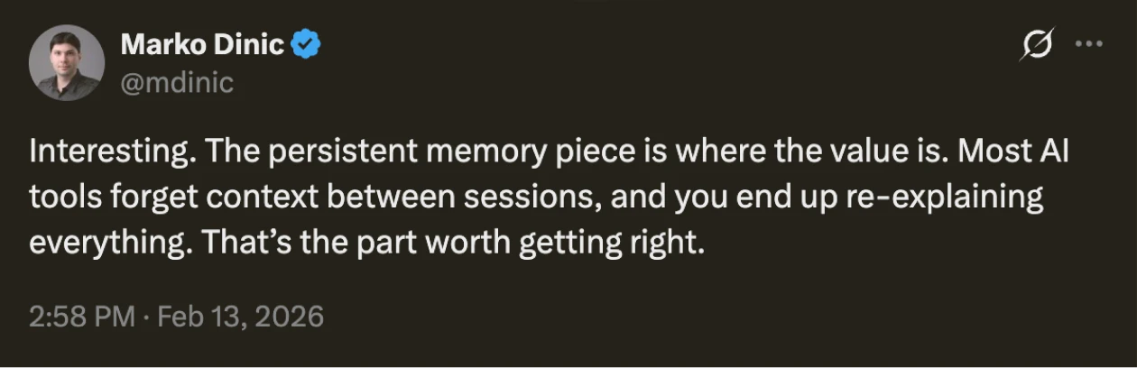 Social proof post by Marko Dinic